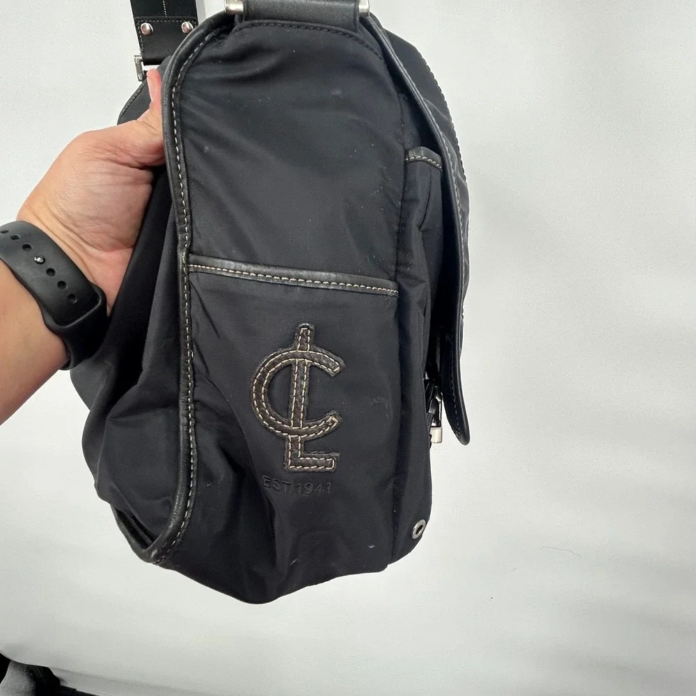 Coach Leather Trim‎ Nylon Messenger Bag Black Adjustable Strap